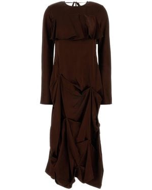 Ganni Chocolate Satin Dress - Brown