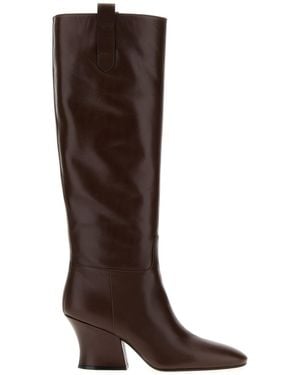 Jil Sander Chocolate Leather Lune Boots - Brown