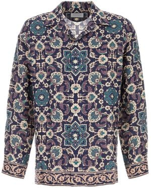 Pantamolle Printed Linen Monfardì Shirt - Blue