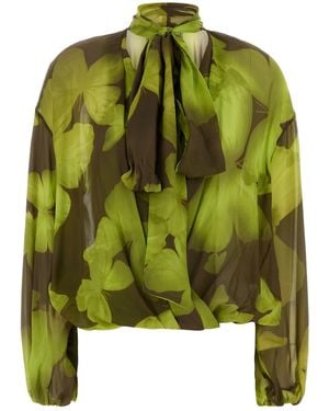 Blumarine Printed Georgette Blouse - Green