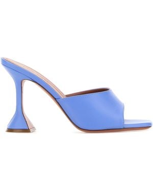 AMINA MUADDI Cerulean Blue Nappa Leather Lupita Mules