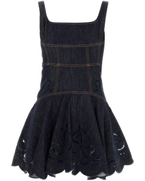 Self-Portrait Denim Mini Dress - Blue