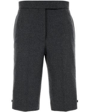 Thom Browne Graphite Wool Bermuda Shorts - Grey