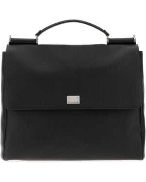 Dolce & Gabbana Leather Sicily Briefcase - Black