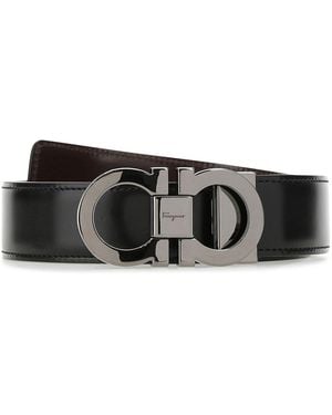 Ferragamo Salvatore Leather Reversibile Belt - White