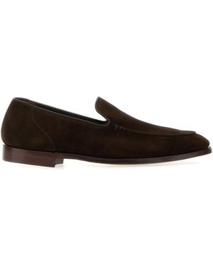 Crockett & Jones Dark Brown Suede Salcombre Loafers - Multicolour