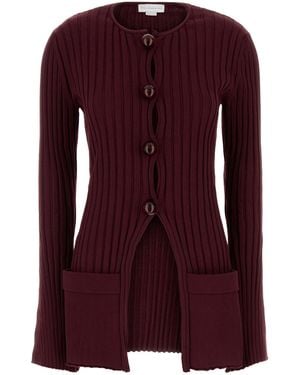 Stella McCartney Burgundy Ribbed Cardigan - Purple