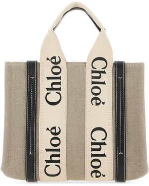 Chloé Borsa shopping Woody piccola in tessuto multicolor - Neutro