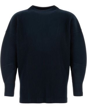 Homme Plissé Issey Miyake T-shirt in poliestere blu notte