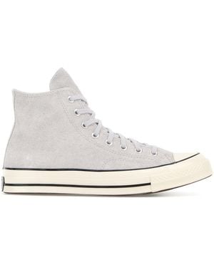 Converse Sneakers Chuck 70 in pelle scamosciata grigia chiaro - Bianco