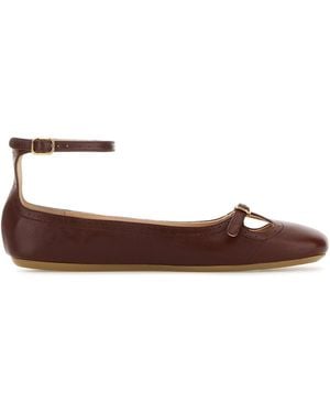 Chloé Brown Leather Misty Ballerinas