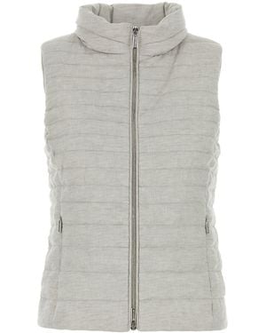Moorer Light Gray Linen Sleeveless Villan Down Jacket