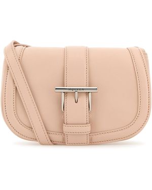 McQueen Borsa a tracolla Satchel mini in pelle rosa pastello