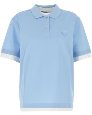 Prada Polo in piquet azzurro - Blu