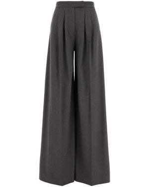 LE SULLY STUDIO Embroidered Stretch Polyester Blend Wide-leg Pant - Black