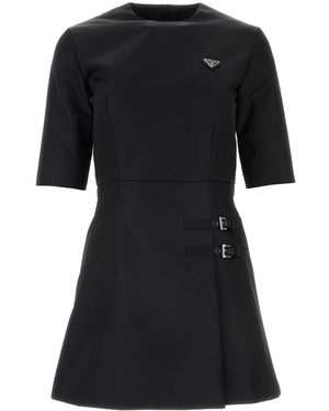 Prada Abito Corto In Re-nylon - Nero