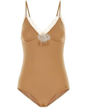 Chloé Skin Pink Stretch Nylon Bodysuit - Brown