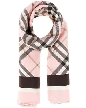 Burberry Embroidered Silk Foulard - Pink