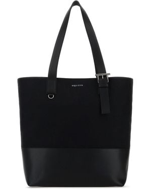 McQueen Borsa shopping in tela nera - Nero
