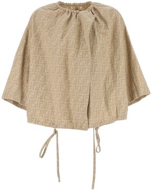 Fendi Giubbino in chambray ricamato - Neutro