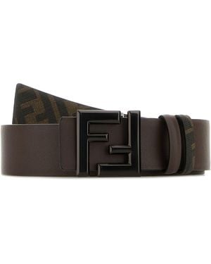 Fendi Cintura reversibile Squared FF in pelle marrone - Multicolore
