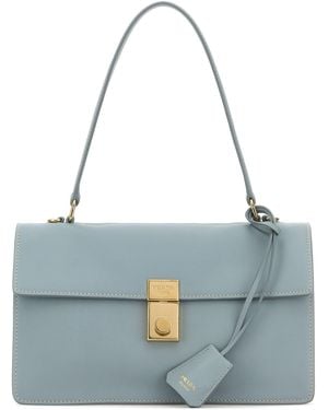 Prada Borsa a mano in pelle carta da zucchero - Blu