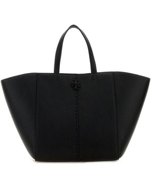 Tory Burch Black Leather Mcgraw Carryall Handbag