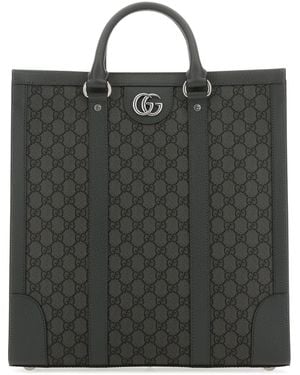 Gucci Gg Supreme Fabric And Leather Ophidia Shopping Bag - Black