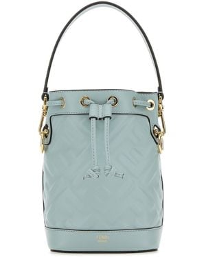 Fendi Light Leather Mon Tresor Bucket Bag - Blue