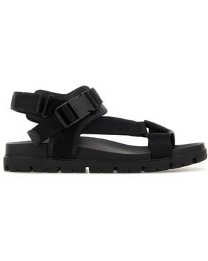 Prada Sandali neri in pelle scamosciata e tessuto - Nero