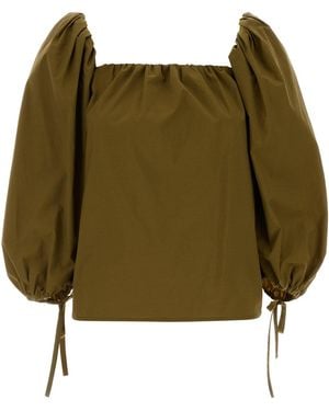 Saint Laurent Blusa in jersey verde oliva