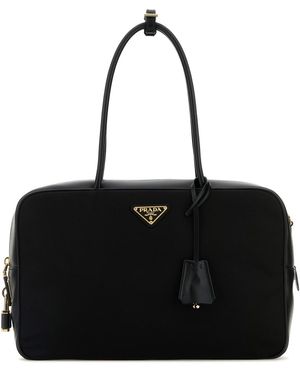 Prada Borsa a mano nera in pelle e Re-Nylon - Nero