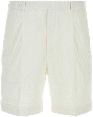 Brioni White Cotton Capri Bermuda Shorts
