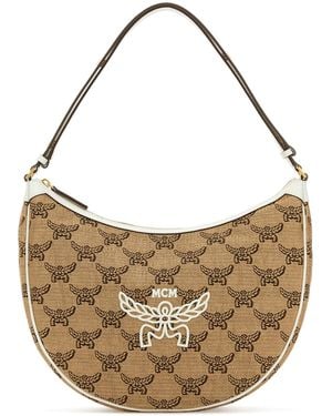 MCM Borsa a spalla Himmel Ascending Moon in rafia ricamata - Metallizzato