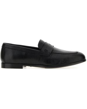 Ferragamo Black Leather Tiberio Loafers