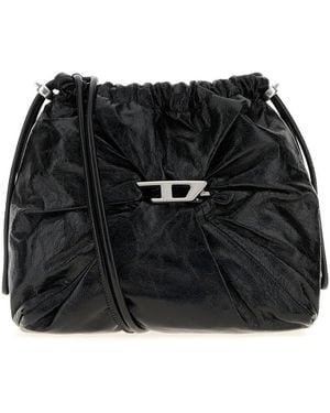 DIESEL Leather Scrunch-D Bucket Bag - Black