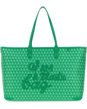 Anya Hindmarch Printed Canvas I Am A Plastic Bag Shopping Bag - Green