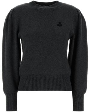 Isabel Marant Charcoal Stretch Cotton Blend Kelaya Sweater - Black
