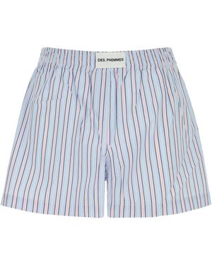 Des Phemmes Embroidered Poplin Shorts - Blue