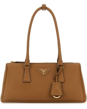 Prada Borsa a spalla in pelle cammello - Marrone