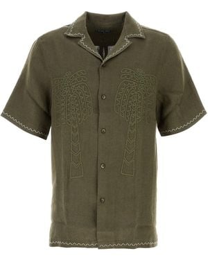 Frescobol Carioca Olive Green Linen Flavio Shirt