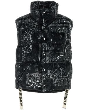 Khrisjoy Printed Corduroy Oversize Sleeveless Down Jacket - Black
