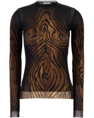 Jean Paul Gaultier Top The Wood in tulle stampato - Nero