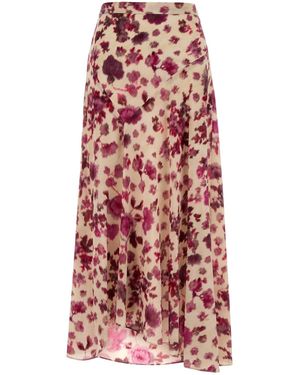 Isabel Marant Printed Stretch Silk Sakura Skirt - White