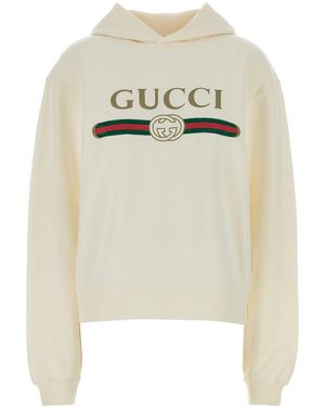 Gucci Felpa in misto cotone crema - Bianco