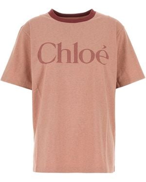 Chloé Melange Dark Pink Cotton T-shirt