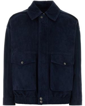 SANTORO Navy Blue Suede Jacket