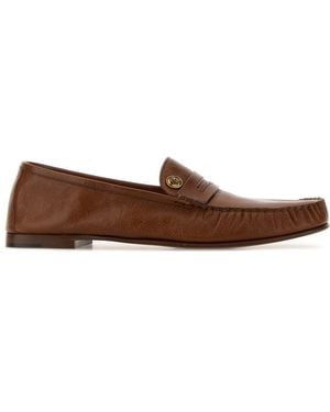 Versace Caramel Leather Loafers - Brown