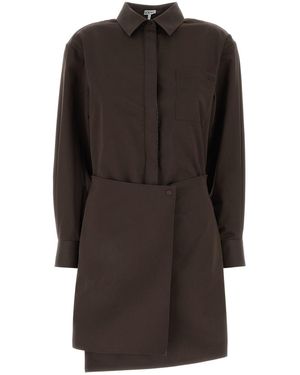 Loewe Mini abito in gabardine cioccolato - Nero