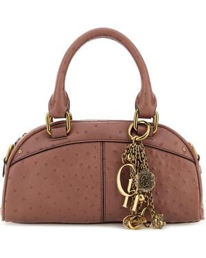 Chloé Antiqued Pink Leather Bowling Handbag - Brown